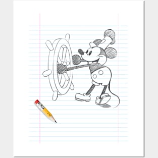 STEAMBOAT WILLIE - Sketch on notebook paper Posters and Art